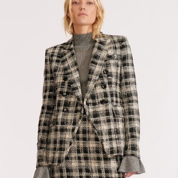 Veronica Beard Miller Plaid Tweed Dickey Jacket with Rhinestones - Size 6 - Picture 1 of 16